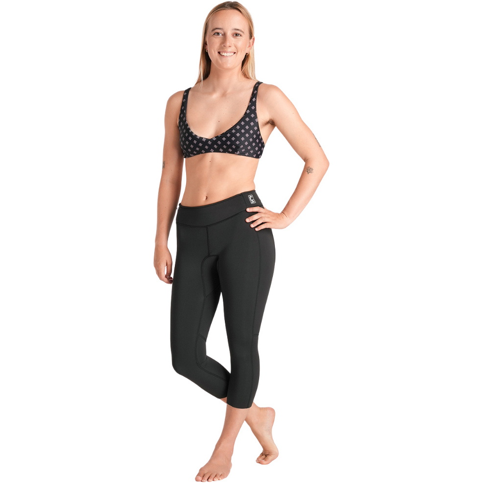 2026 C-Skins Womens Nuwave Solace Lite 1.5mm 3/4 Leggings C-NSOL15LE34 - Black / Black / White